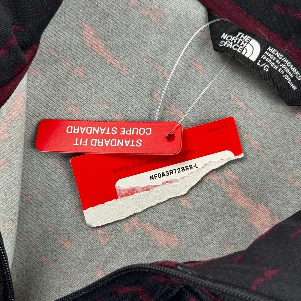 The North Face Sweater Men Large Black Red Camouflage Mock Neck Knit Quarter Zip